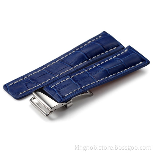 Watch Leather Band for Breitling Luxury Royalblue Watch Strap Watch Belt Watch Bracelet With Deployment Buckle